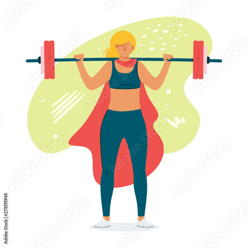 Female weightlifter flat vector illustration