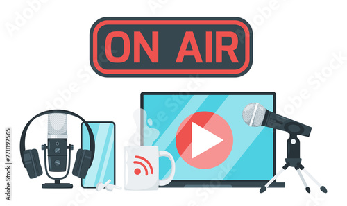 On air sign color vector illustration