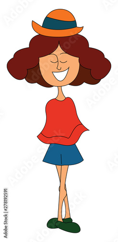 Girl with red hair, illustration, vector on white background.