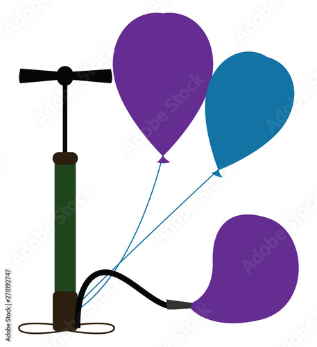 Pumping balloons, illustration, vector on white background.
