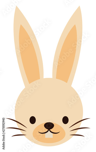 Cute rabbit with long ears, illustration, vector on white background.