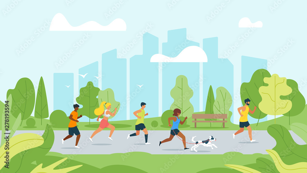 Running people flat vector illustration Running people flat vector illustration