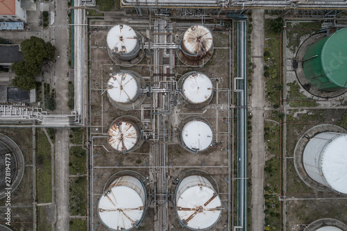 Aerial view of the pipelines and storage tanks