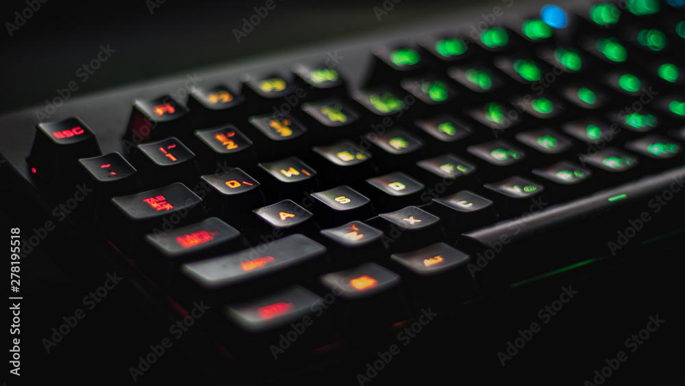 Blurred illuminated multicolor gaming keyboard Blurred illuminated multicolor gaming keyboard