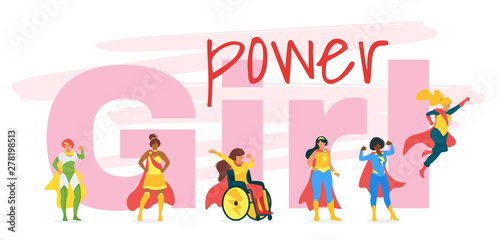 Girl power flat inspirational poster  banner design