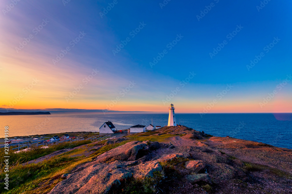 View of Cape Spear Lighthouse at Newfoundland, Canada, during sunset