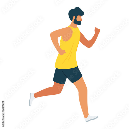 Male jogger, runner working out cartoon vector illustration