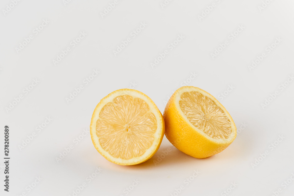 Lemon with water drops on white background. Citrus fruit. Healthy freshness food. fruit with vitamin