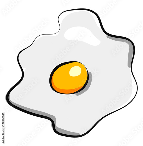 One scramble egg, illustration, vector on white background
