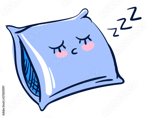 Sleeping blue pillow, illustration, vector on white background