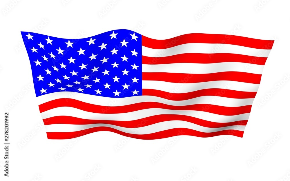 Waving flag of the United States of America. Stars and Stripes. State symbol of the USA. 3D illustration Waving flag of the United States of America. Stars and Stripes. State symbol of the USA. 3D illustration