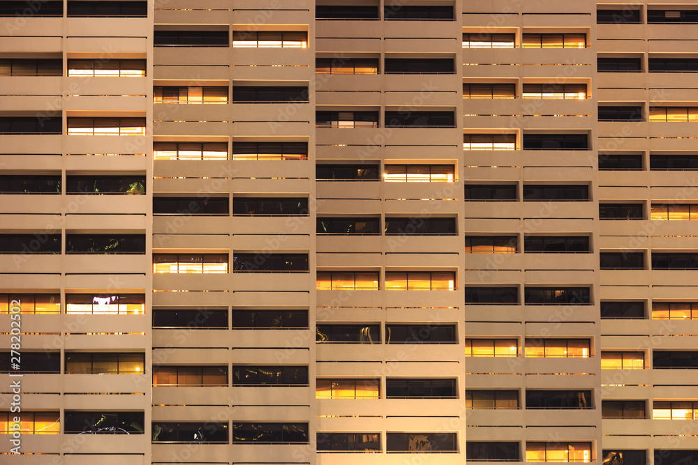 facade of the residential building facade in night view facade of the residential building facade in night view