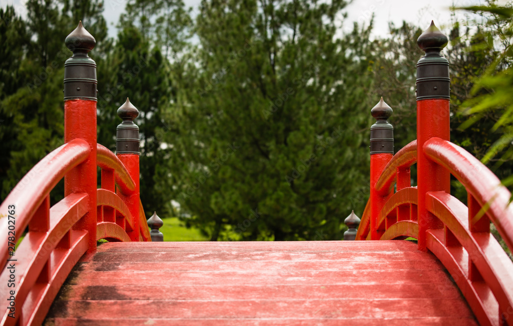 japan style Red color Bridge in the park japan style Red color Bridge in the park