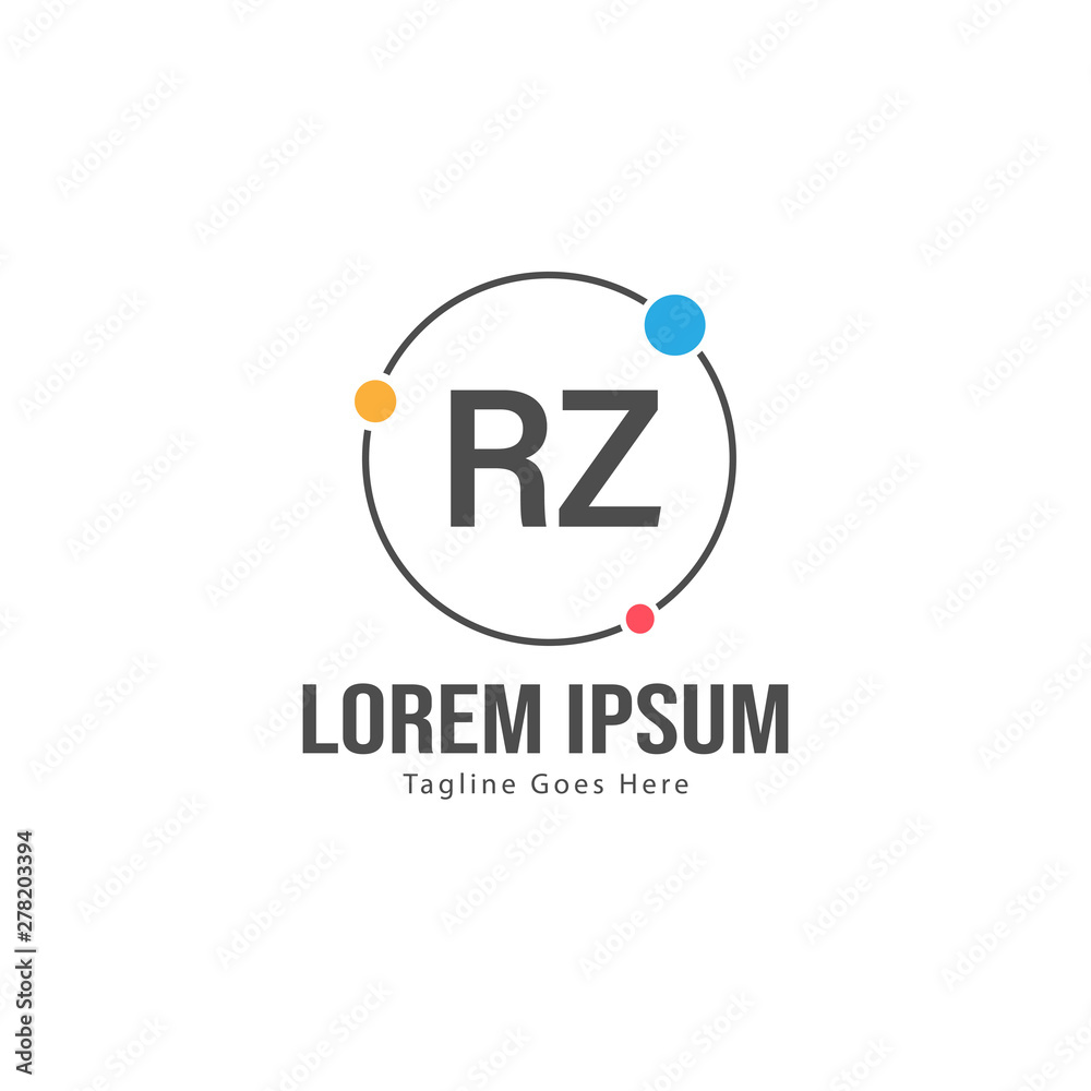 Initial RZ logo template with modern frame. Minimalist RZ letter logo vector illustration Initial RZ logo template with modern frame. Minimalist RZ letter logo vector illustration