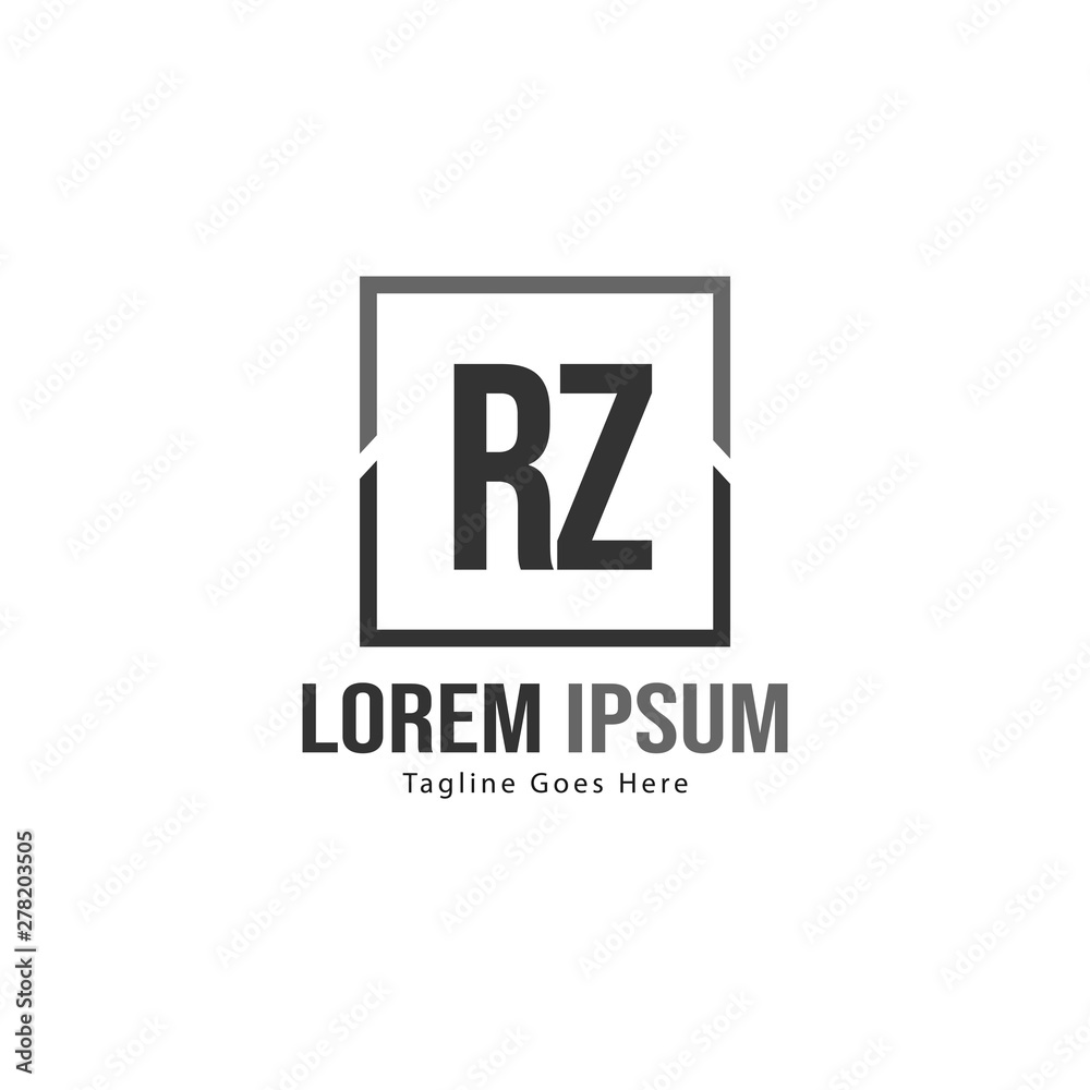 Initial RZ logo template with modern frame. Minimalist RZ letter logo vector illustration Initial RZ logo template with modern frame. Minimalist RZ letter logo vector illustration