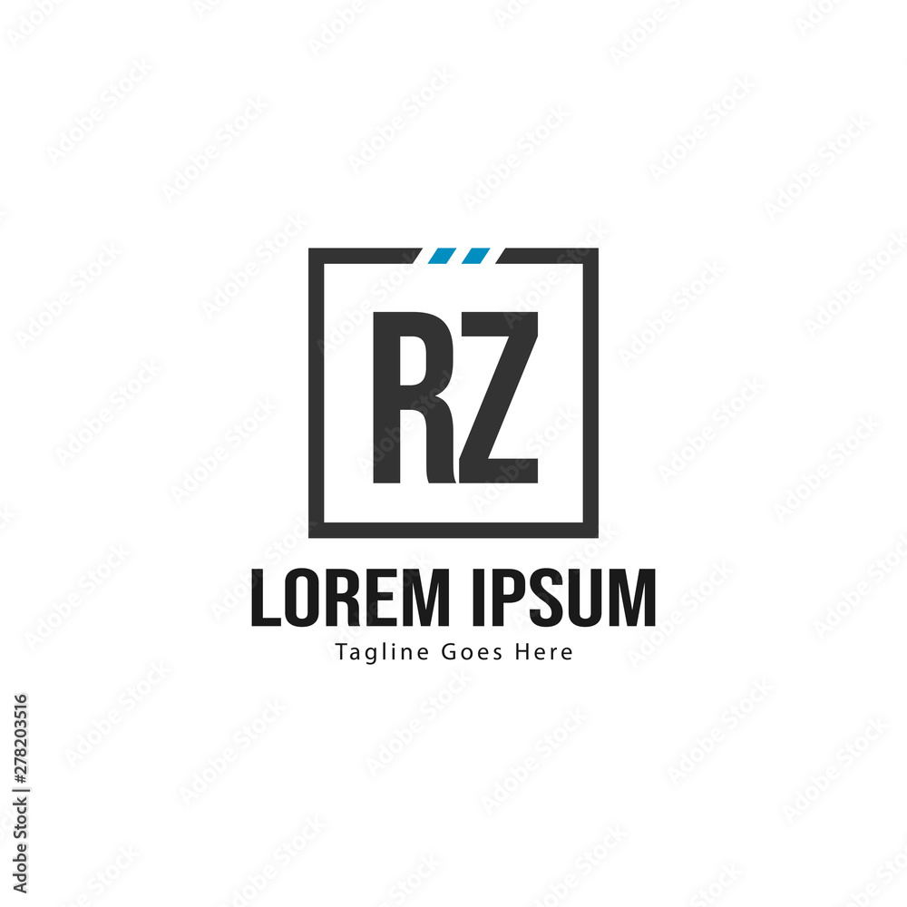 Initial RZ logo template with modern frame. Minimalist RZ letter logo vector illustration Initial RZ logo template with modern frame. Minimalist RZ letter logo vector illustration