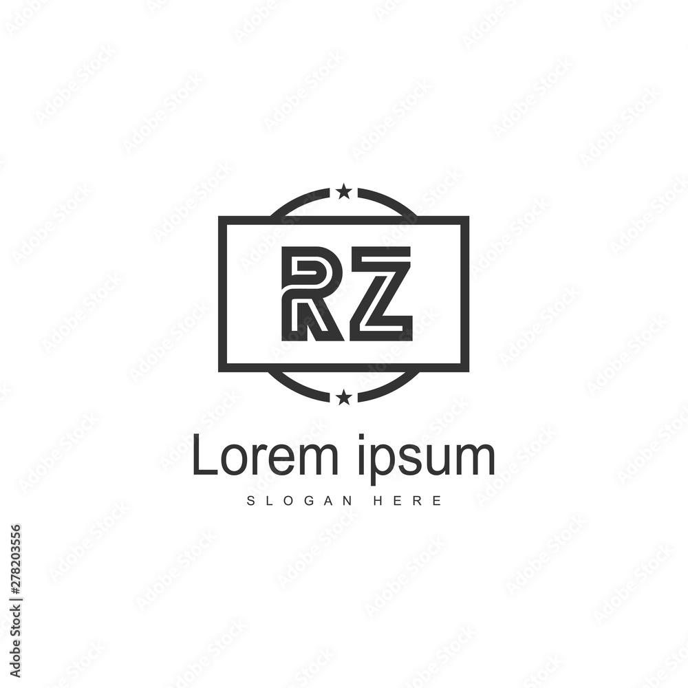 Initial RZ logo template with modern frame. Minimalist RZ letter logo vector illustration