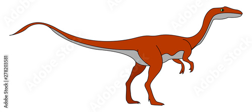 Red coelophysis, illustration, vector on white background.