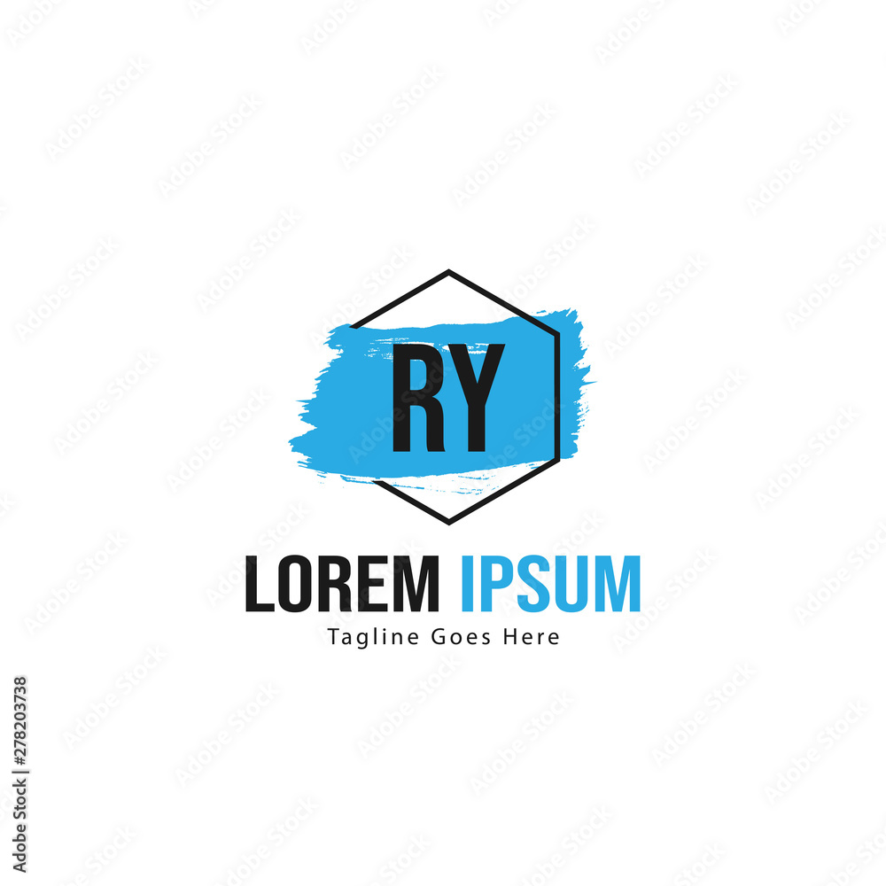Initial RY logo template with modern frame. Minimalist RY letter logo vector illustration Initial RY logo template with modern frame. Minimalist RY letter logo vector illustration
