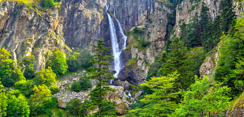 Beautiful landscape with waterfall in the mountain