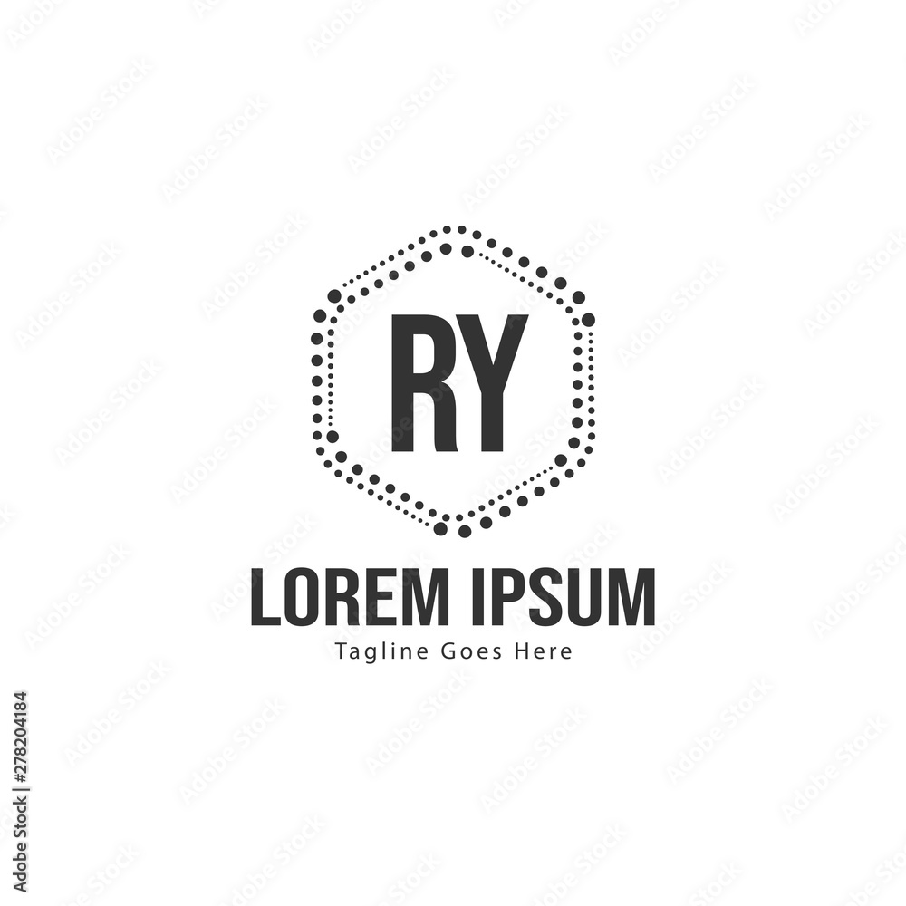 Initial RY logo template with modern frame. Minimalist RY letter logo vector illustration