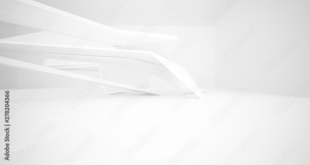 Abstract architectural white interior of a minimalist house with large windows.. 3D illustration and rendering. Abstract architectural white interior of a minimalist house with large windows.. 3D illustration and rendering.