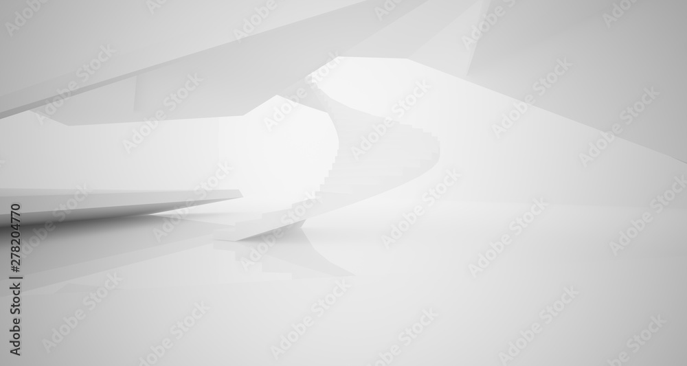 Abstract architectural white interior of a minimalist house with large windows.. 3D illustration and rendering. Abstract architectural white interior of a minimalist house with large windows.. 3D illustration and rendering.
