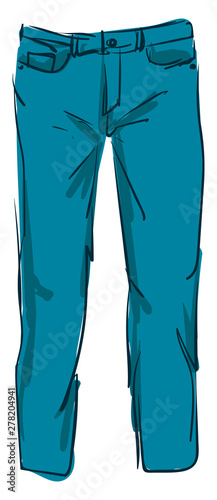 Man jeans pants, illustration, vector on white background.