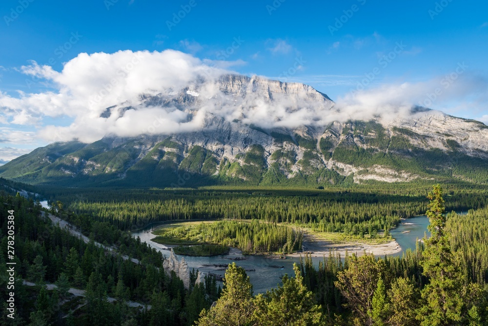 The Hoodoos Trail with the Bow River and Mount Rundle in the background.