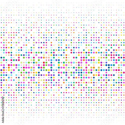 White background with multicolored dots 