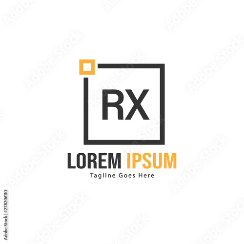 Initial RX logo template with modern frame. Minimalist RX letter logo vector illustration