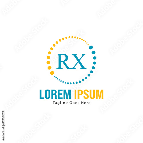 Initial RX logo template with modern frame. Minimalist RX letter logo vector illustration