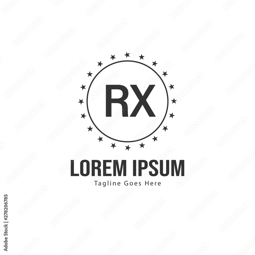Obraz premium Initial RX logo template with modern frame. Minimalist RX letter logo vector illustration