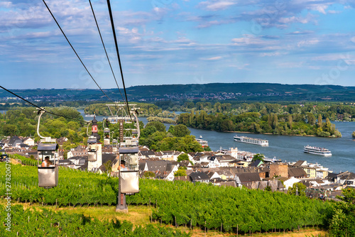Overlooking the vineyard from the cable car in Niederwalddenkmal of Rüdesheim ,Germany.