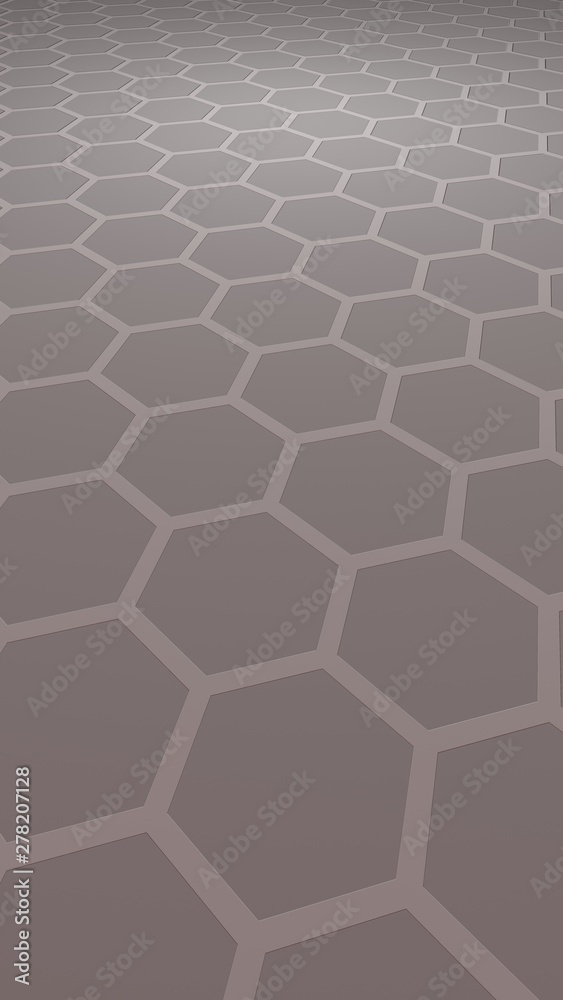 Honeycomb with color lighting, on a gray background. Perspective view on polygon look like honeycomb. Isometric geometry. 3D illustration Honeycomb with color lighting, on a gray background. Perspective view on polygon look like honeycomb. Isometric geometry. 3D illustration