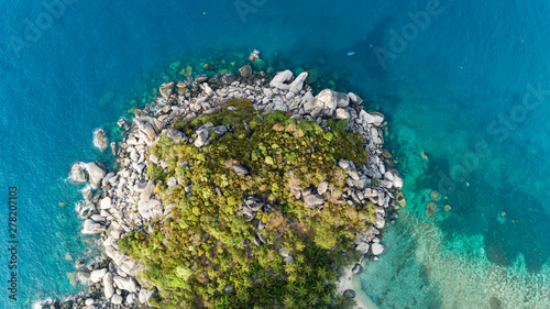 Aerial view of crashing waves on rocks landscape nature view and Beautiful tropical sea with Sea coast view in summer season image by Drone