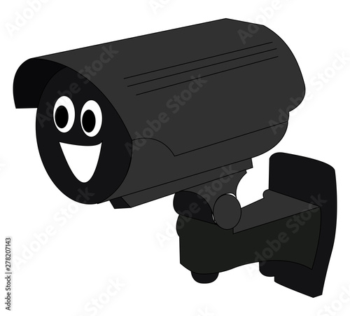 Happy security camera, illustration, vector on white background.