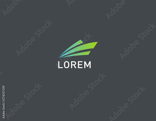Abstract bright gradient Logo icon geometric line in the form of a ship or other marine vessel