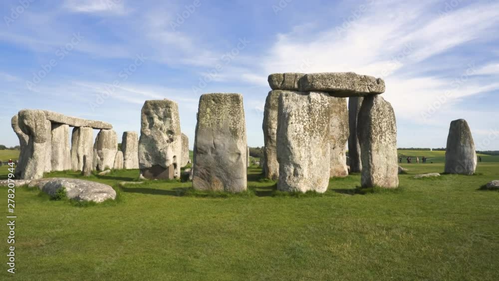 Tilt shot of famous prehistoric monument Stonehenge on a beautiful sunny day . Tilt shot of famous prehistoric monument Stonehenge on a beautiful sunny day .