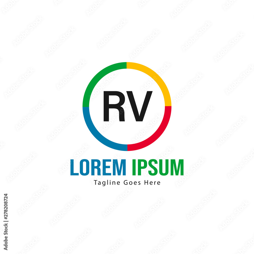 Initial RV logo template with modern frame. Minimalist RV letter logo vector illustration Initial RV logo template with modern frame. Minimalist RV letter logo vector illustration