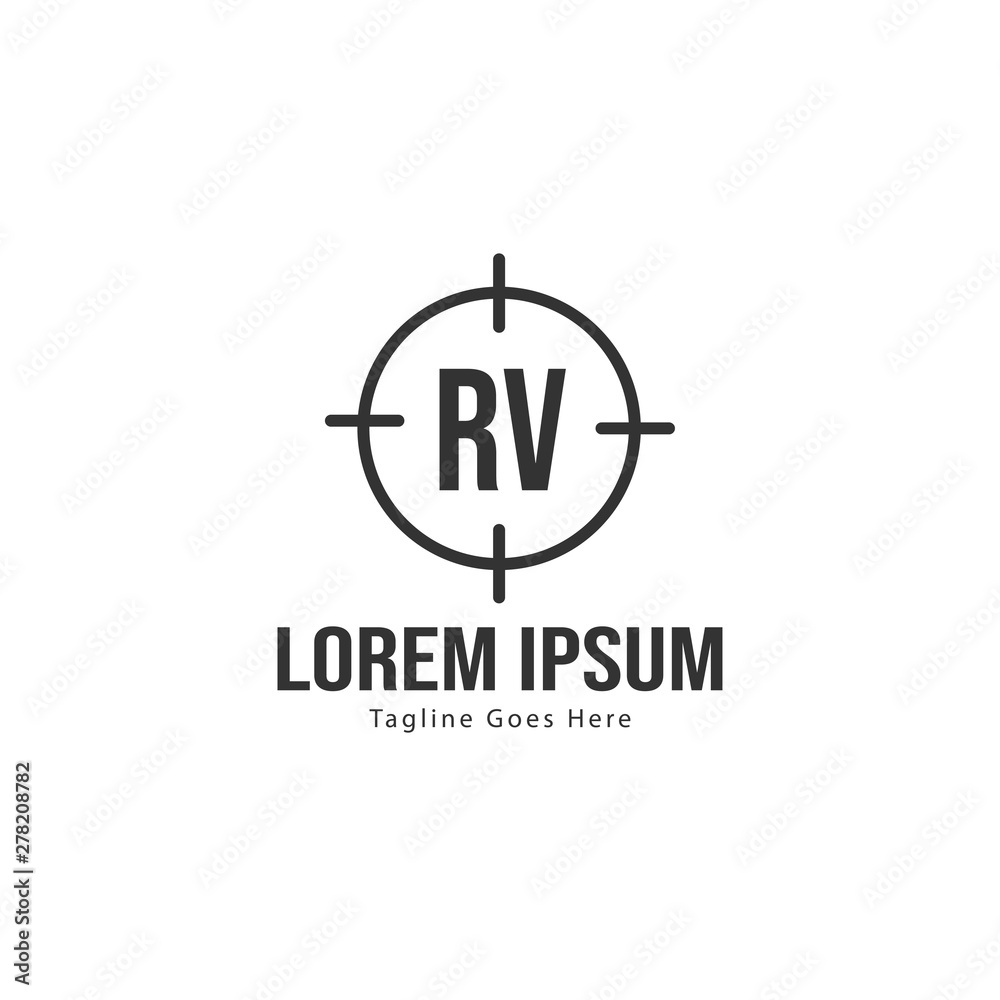 Initial RV logo template with modern frame. Minimalist RV letter logo vector illustration Initial RV logo template with modern frame. Minimalist RV letter logo vector illustration