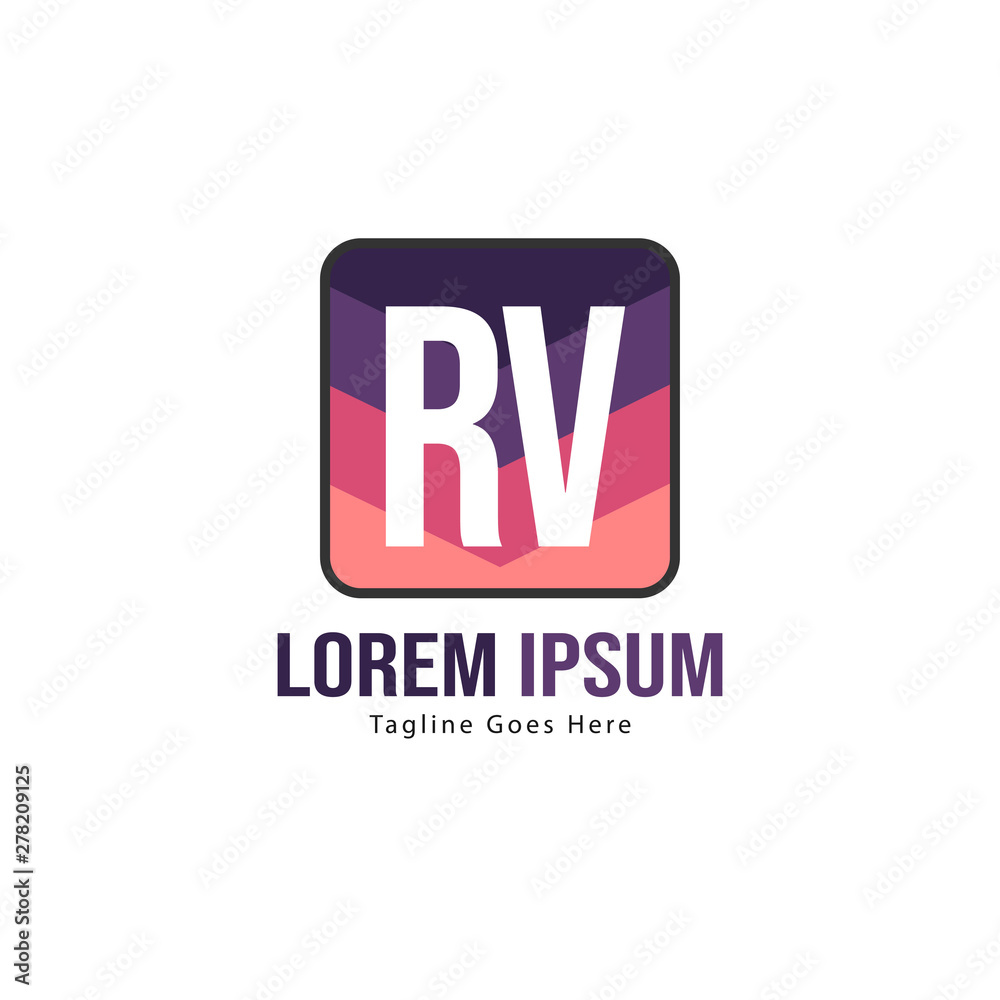 Obraz premium Initial RV logo template with modern frame. Minimalist RV letter logo vector illustration