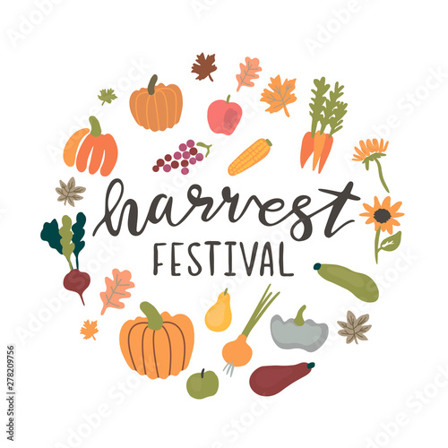 Vector circle frame for harvest festival