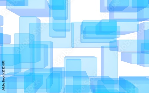 Fototapeta Naklejka Na Ścianę i Meble -  Blue and white abstract digital and technology background. The pattern with repeating rectangles. 3D illustration