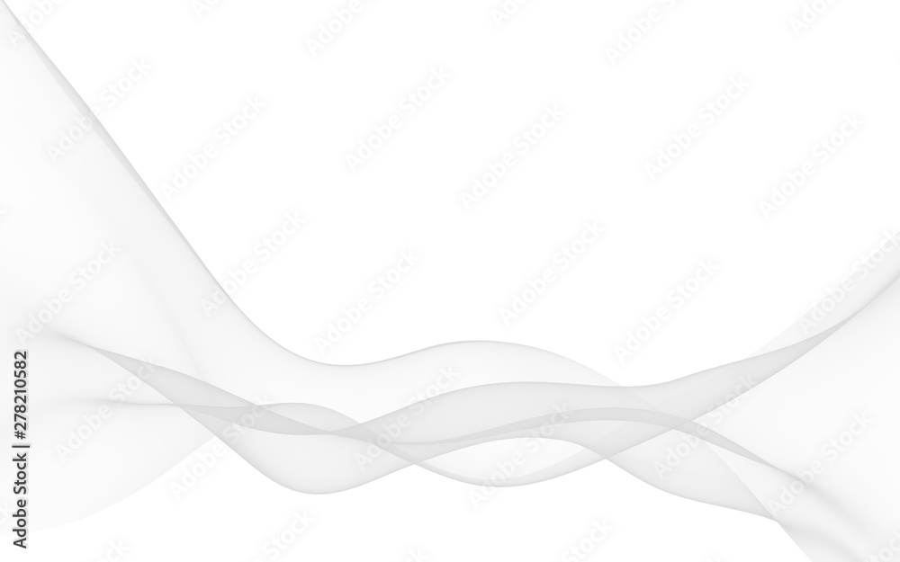 White abstract background. Fluttering white scarf. Waving on wind white fubric. 3D illustration - obrazy, fototapety, plakaty 
