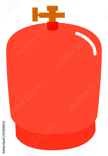 Red gas bottle, illustration, vector on white background.