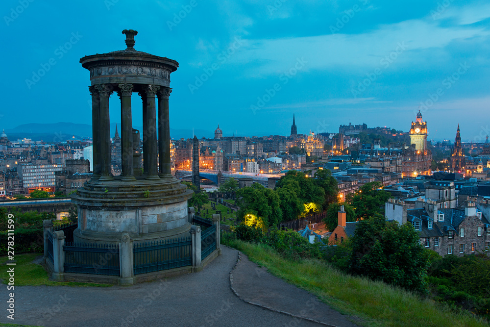 Edinburgh Scotland skyline at night 