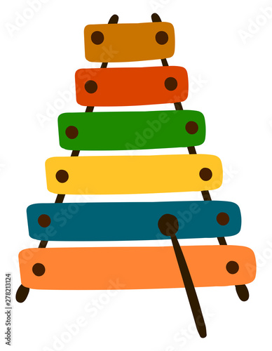 Xylophone, illustration, vector on white background.