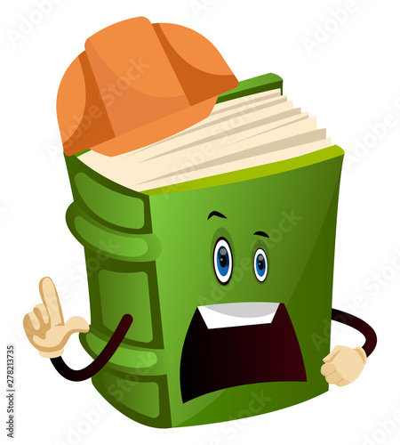 Cartoon book character is telling command, illustration, vector on white background.