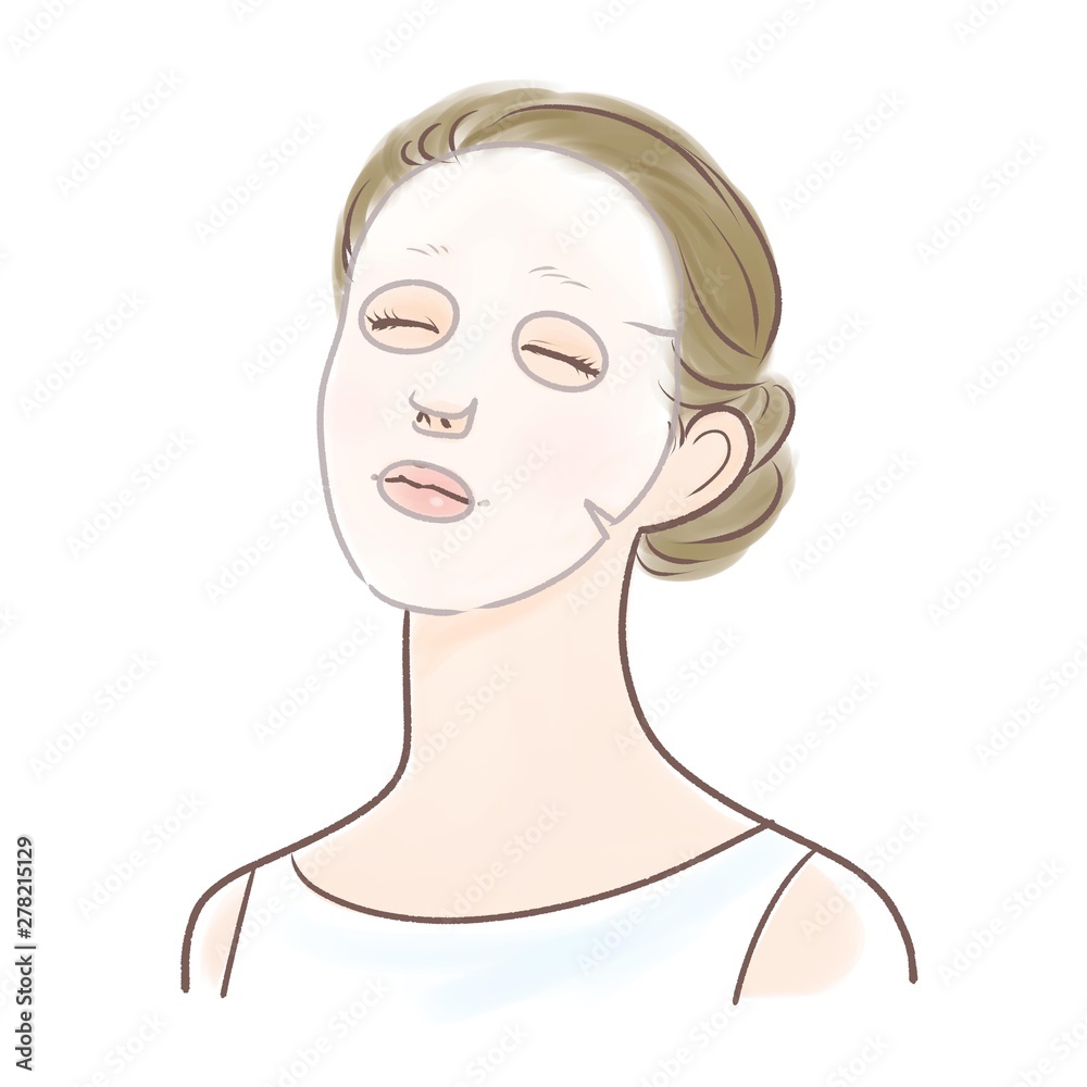 ファイスパックをする女性 ファイスパックをする女性